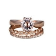 thumbnail image 1 of 2 carat Real Morganite Ring with Moissanite Trio Ring Set with 1 Engagement Ring and 2 Wedding Bands with 18k Gold Plating, 1 of 5
