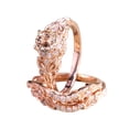 thumbnail image 1 of 2 carat Real Morganite and Moissanite Trio Ring Set , 1 Engagement Ring and 2 Wedding Bands Sterling Silver with 18k Gold Plating, 1 of 3