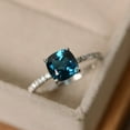 thumbnail image 1 of 2 carat cushion cut engagement, London blue topaz wedding ring, November birthstone, 1 of 2