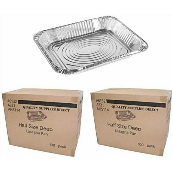 2 case - Aluminum Pans 9 x 13 Disposable Foil Pans 2 Box (100 box) Half Size Deep Steam Table Pans - Tin Foil Pans Great For Cooking, Heating, Storing And Food Prepping