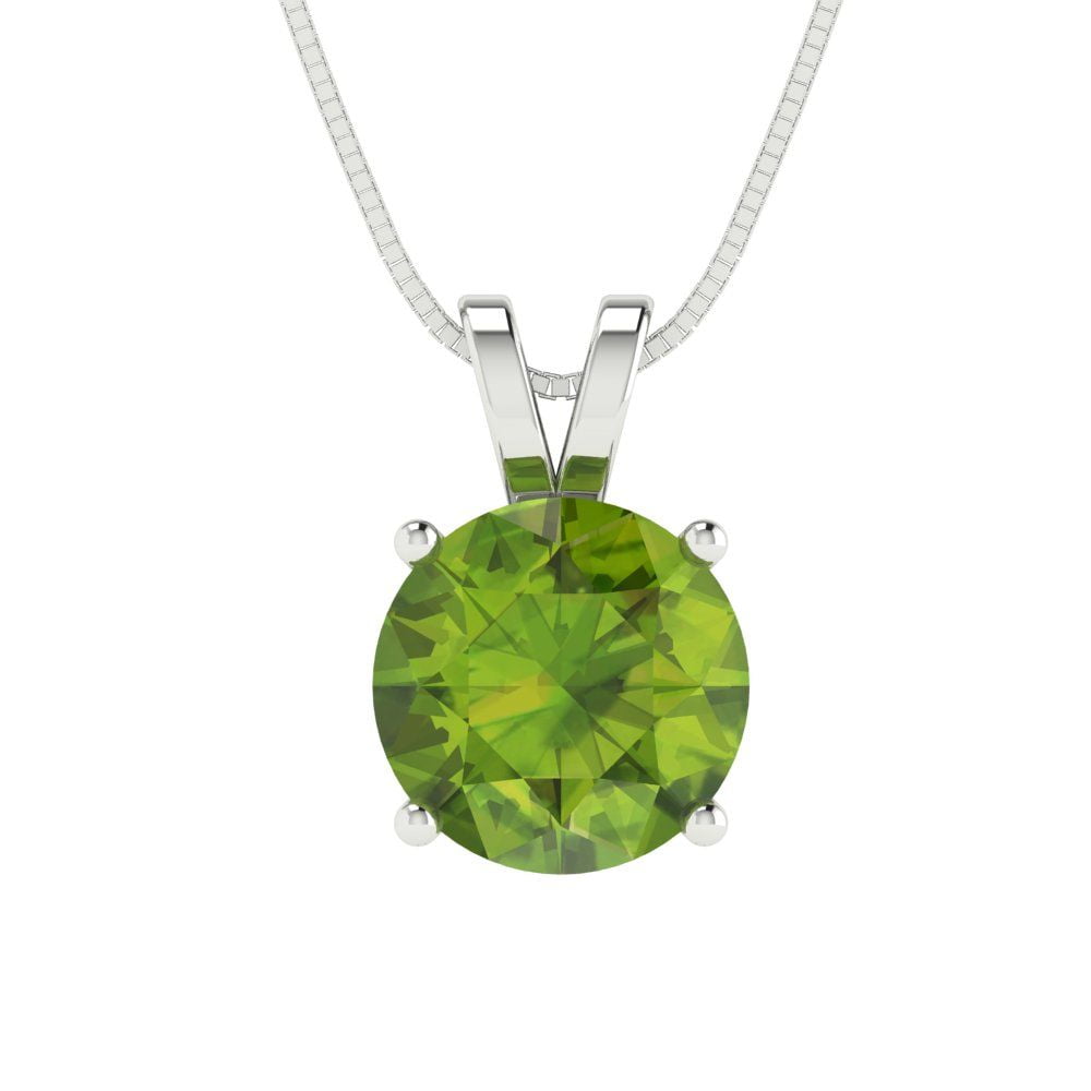 2 cctw Peridot White Gold Plated Pendant with 18