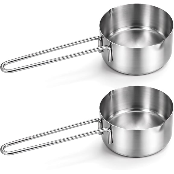 2 count 1/4 Cup Measuring Cup, 60 ml Stainless Steel Measuring Cups Metal Measure Spoon 2 Oz Coffee Kitchen Measure Cups for Baking and Cooking, Dishwasher Safe