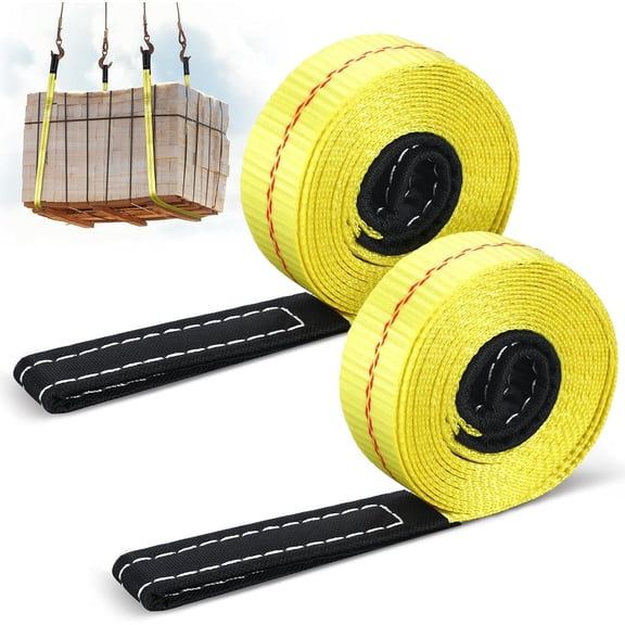 2 count 10' x 2" Lifting Sling Straps Heavy Duty Lifting Nylon Sling Web Slings Tree Saver Strap for Constructions, Steel, Trailer