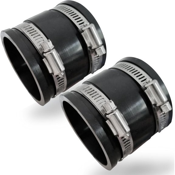 2 count 2.5 IN Dust Control Flex Hose Cuff 70148 Connector Ports Fit for 2-1/2" Dust Collection Hose with 4 Stainless Steel Clamps