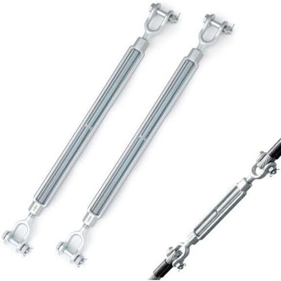 2 count 3/4" x 18" Turnbuckle, Heavy-Duty Steel Turnbuckle 5, 200 Lbs Working Load Limit, Turn Buckle Tensioner for Cables Wire, Guardrail Rigging, Tower, Suspension, Mining, Tensioning