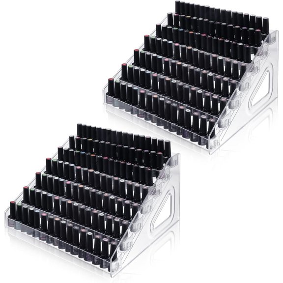 2 count 7 Tiers Clear Essential Oils Polish Organizer Display Stands, Organizer Rack, Display Rack for Polish, Sunglasses, Essential Oils, Eyeglasses and Makeup