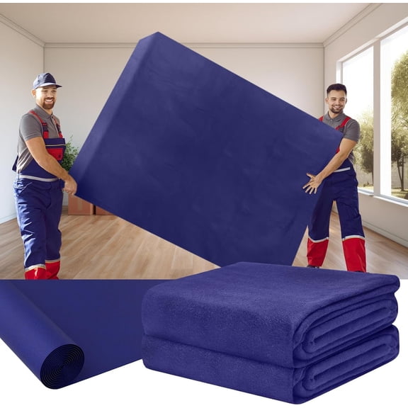 2 count 80" x 144"  Moving Blankets, Heavy Duty Packing Blankets, Textile Shipping Furniture Pads Furniture Covers Essentials for Protecting Wrapping Moving Supplies, Blue