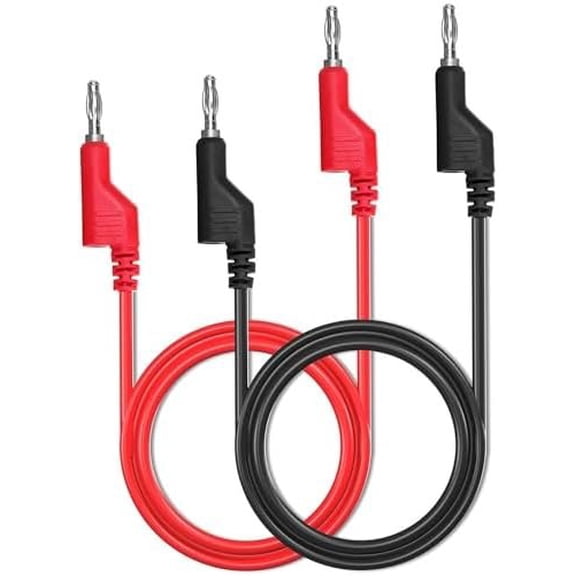 2 count Banana to Banana Plug Test Lead Set, 4mm Stackable Banana Plug Wire Test Lead for Multimeter, Electrical Test Wire 1000V/15A(red/Black)