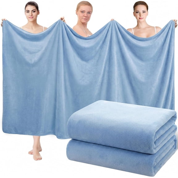 2 count  Bath Towels, 40 x 80 Inch Giant Microfiber  Bath Sheets Ultra Soft Bathroom Microfiber Quick Dry Absorbent Shower Towels for  Camping Beach (Haze Blue)