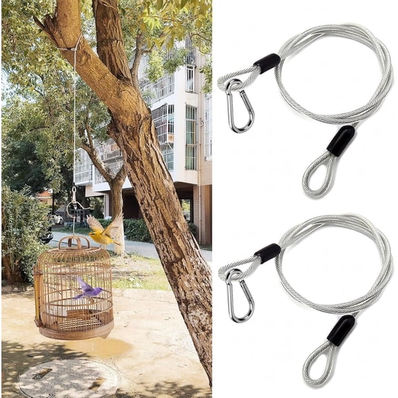 2 count Bird Feeder Hanger for Tree with Carabiner Clip,Flexible Stainless Steel Cables Chain Wire for Bird Feeders and Birdhouses,Baths, Planters,Baskets,Suet,Outdoor Camping (40 Inch)