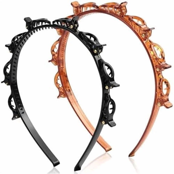 2 count Braided Bangs Headband with , Professional Weaving Clip & Invisible Fringe Styling Tool for Women Girls, for Fine or Thick Hair