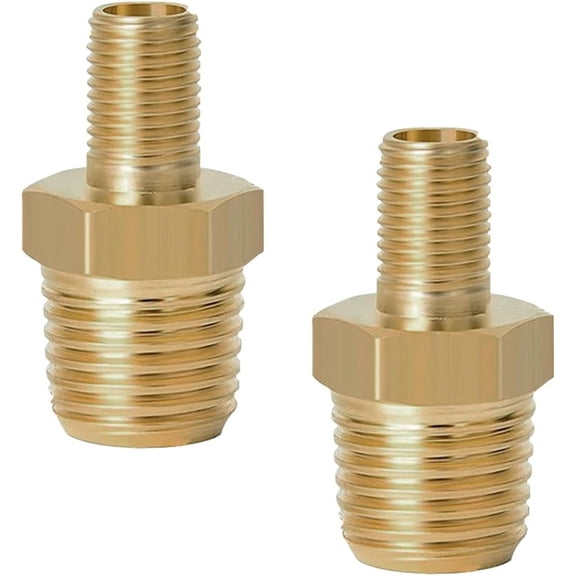 2 count Brass Air Inflator Adapters, 1/4 NPT (M) to Standard Schrader Valve (M), Tire Inflator Connector Fit for Auto Portable Air Hose, Air Compressor/Pump, Air Chuck (No valve stem)
