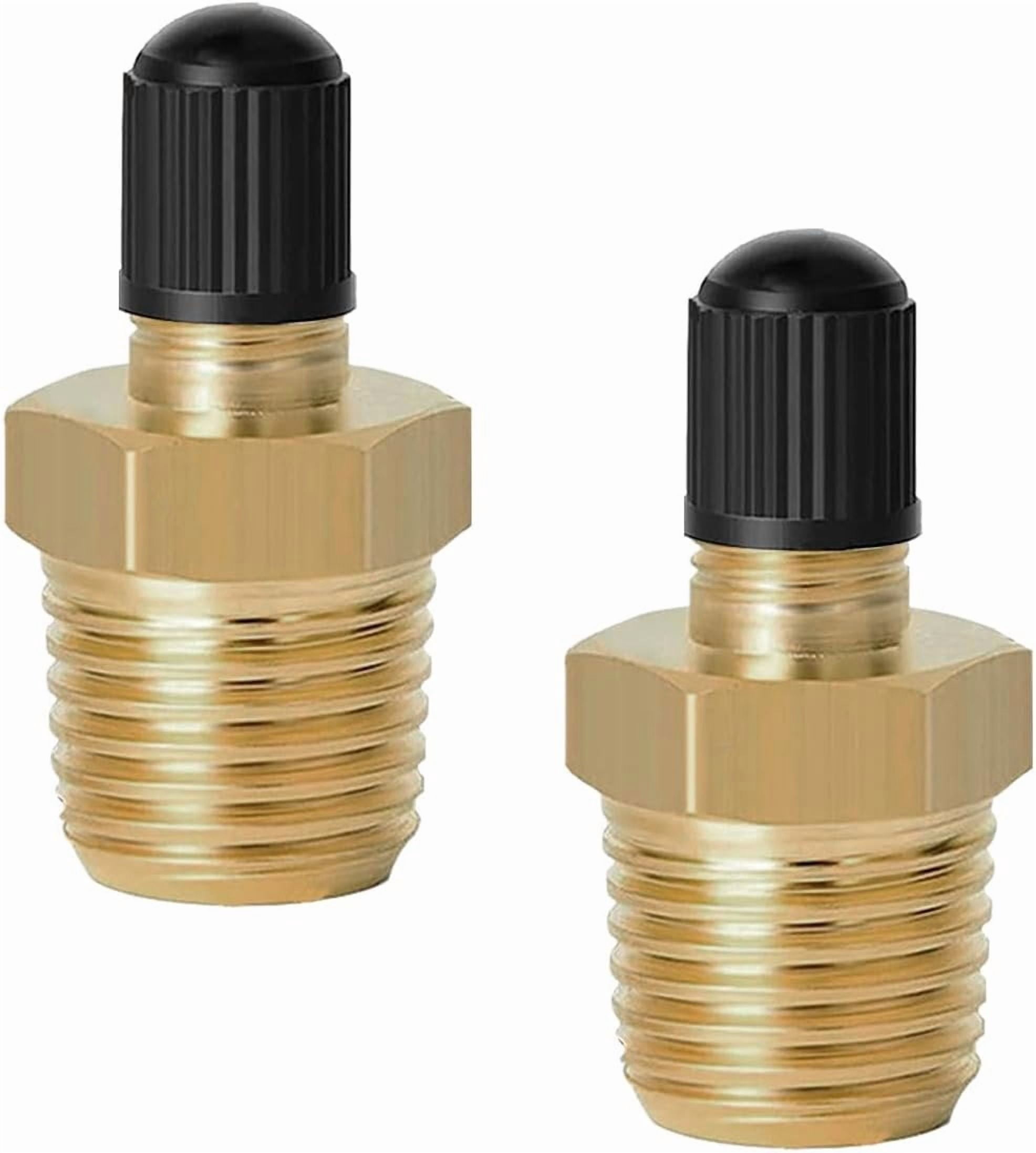 2 count Brass Air Inflator Adapters, 1/4 NPT (M) to Standard Schrader ...
