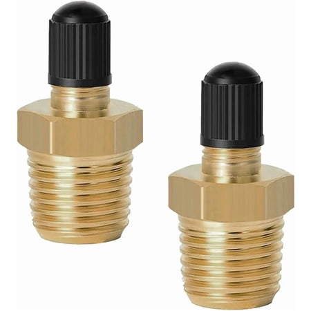 2 count Brass Air Inflator Adapters, 1/4 NPT (M) to Standard Schrader Valve (M), Tire Inflator Connector with Valve Stem Inside, Fit for Portable Air Hose, Air Compressor, Air Chuck (Valve stem)
