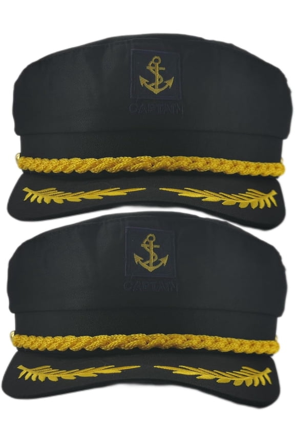 2 count Captain Hats Adjustable Admiral Hat for Men Women, Flower Sailor hat for Halloween Costume Accessory