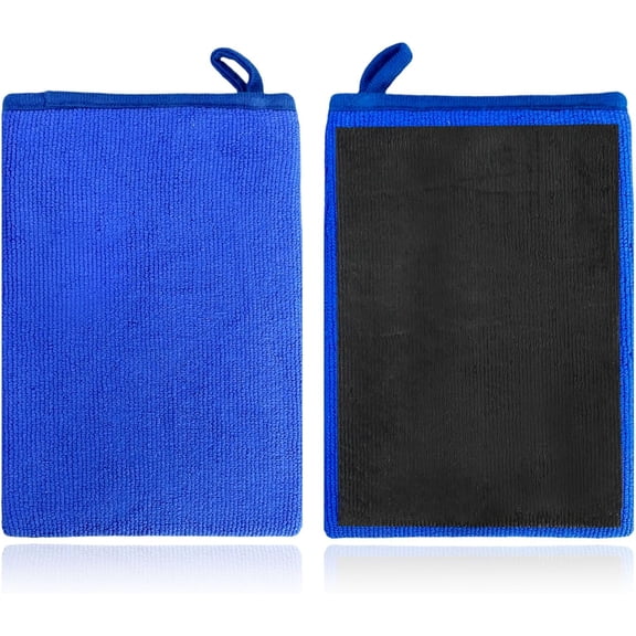 2 count Clay Mitt, Scratch-Free Microfiber Clay Bar Alternative Mitt Detailing Glove, Cleaning & Polishing Tool Clay Eraser Mitt for Glass Wheels, Accessories (Blue)