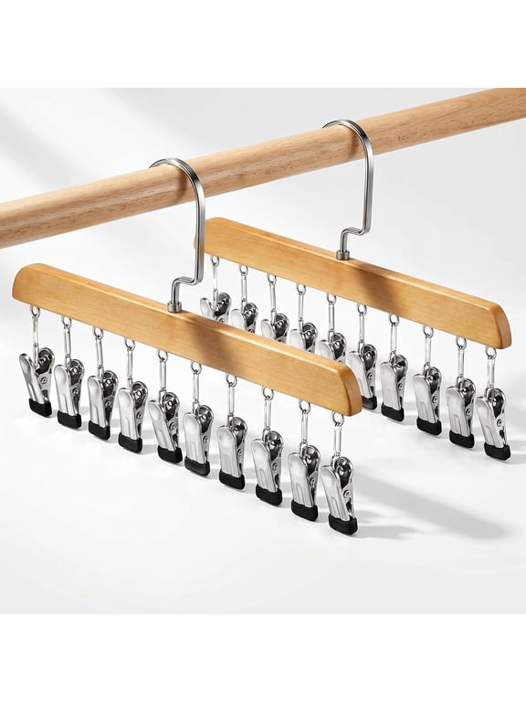 2 count Closet Organizers with 10 Clips Hat Pants Scarf Socks Hangers Space Saving Rotating Hangers Clothespins with Padded Clips for Leggings Bra Tie Belt Jeans Skirt ()