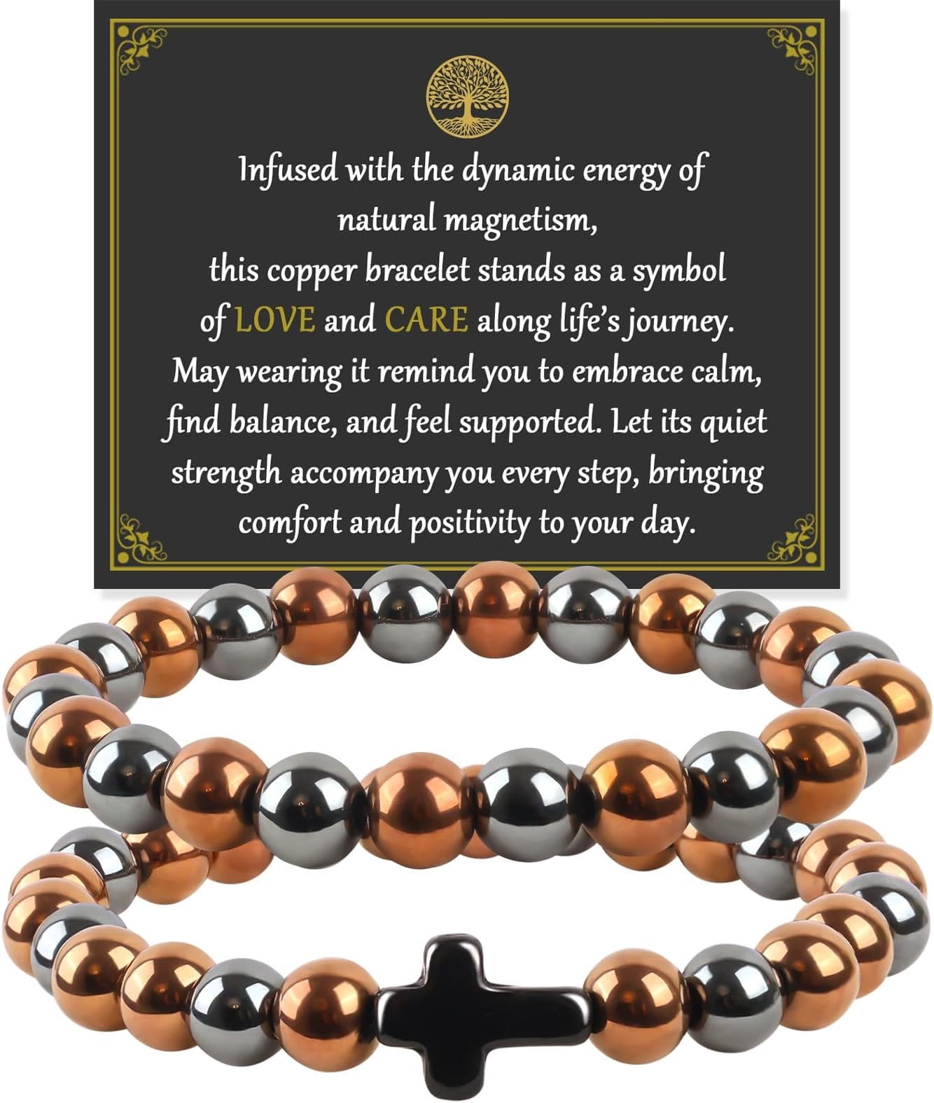 2 count Copper Bracelets for Women Men 99.9% Pure Copper and Charm ...