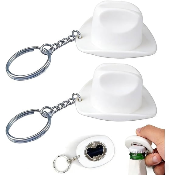 2 count Cowboy Hat Design Bottle Opener, 2 in 1 Bottle Opener , , Easy to Clean, Multifunctional Kitchen Gadgets for , Camping, Parties, for Men, Women (White)