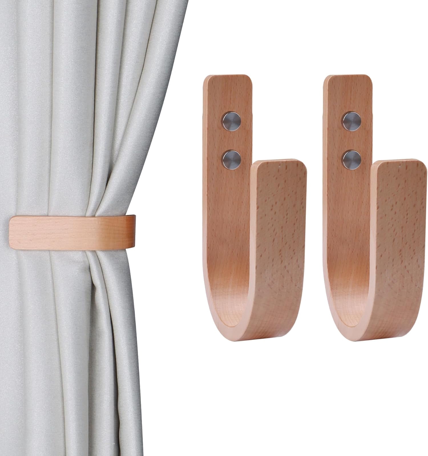 2 count Curtain Tiebacks Curtain Holdbacks U Shaped Curtain Hooks ...