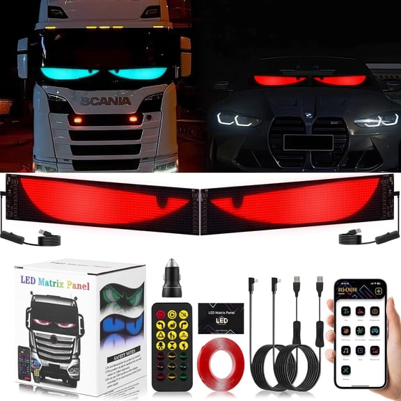 2 count Devil Eyes Lights for , 23.62"x4.72" Programmable Eyes for / Windshield, Flexible Display Screen Panel for Window, DIY Dynamic Colorful Eye Lamp Soft Screen