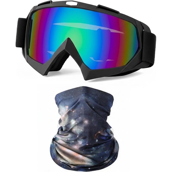 2 count Dirt  Atv Goggle with Breathable  Mask  Motocross Glasses Riding Off-road Ski Goggle for Men Women (Celestial)