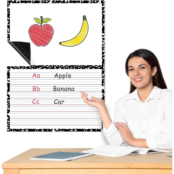 2 count Draw Write Paper 22 x 17 Inch Dry Erase Handwriting Lined Board for Classroom Whiteboard Writing Chart Newsprint Handwriting Paper Homeschool Teaching Supplies (Cute)