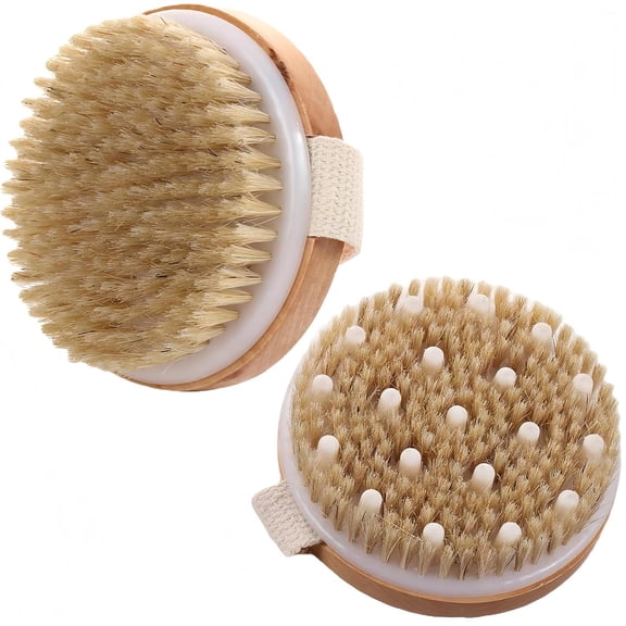 2 count Dry Brushing  Brush with Massage Nodes, Brush   for Dry , Lymphatic Drainage,Promote Circulation,Soft