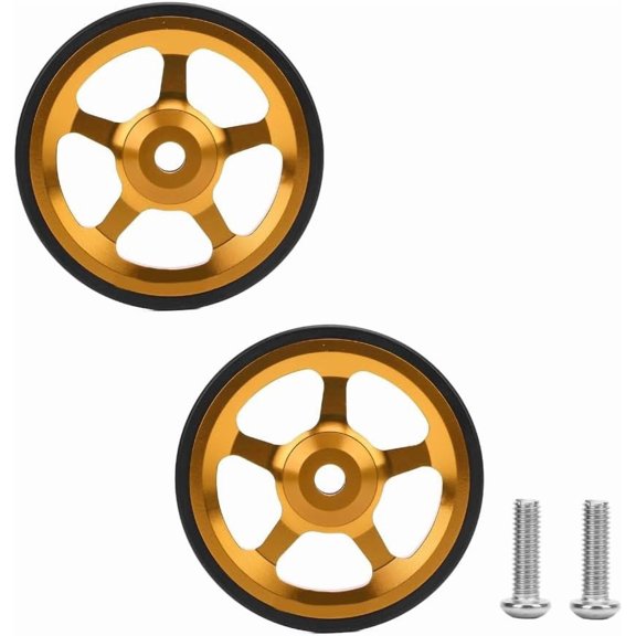 2 count Easy Wheels 60mm - Lightweight Alloy Cycling Wheels for Folding Bikes, Smooth Bearing Rollers Compatible with Brompton
