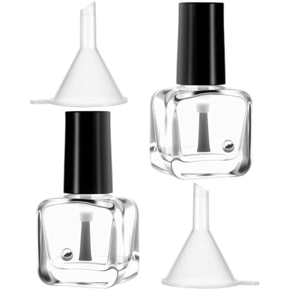2 count Empty Polish Bottles with Brush Empty Fingernail Polish Bottles Glass Rectangle Small 5ML Glass Bottle with Funnel Mixing Balls Clear Polishes Containers for Nails Art Samples