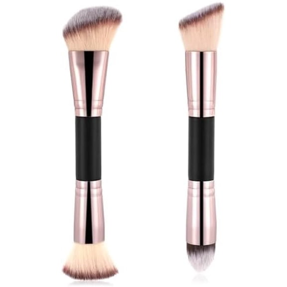 2 count -Ended Foundation Makeup Brushes Two-in- Flat Concealer Brush Angled Foundation Makeup Application for Buffing Liquid Cream Blending Contour Brush
