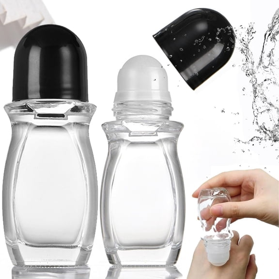 2 count Glass Empty Roller Bottles with Plastic Roller Ball, Deodorant Roll Bottles Containers Leak Proof Massage Roller Ball Bottles with For Essential Oils Perfume (30ml+50ml)