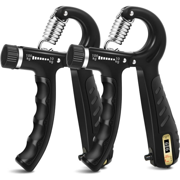 2 count Grip Strength Trainer with 22-220Lbs (10-100kg) Adjustable Resistance, Hand Gripper, Forearm Strengthener, Finger Exerciser for  Building and