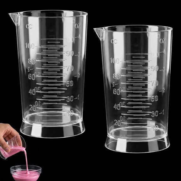 2 count Hair Dye Measuring Cups, 4 Oz Plastic Beaker with Graduated Scale
