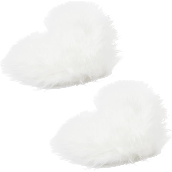 2 count Heart Shaped Faux Rugs Small - 12x16 Inch Plush Area Carpets for Locker, Tabletop & Art Photography, Photo Props Background (White)