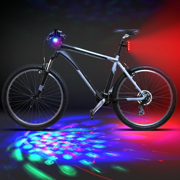 2 count LED Disco Lights Front and USB-C Red Tail Light