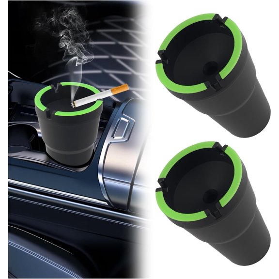 2 count Large  Ashtrays for Cup Holder Smell Proof, Cup Holder  with Lid as  Trash Can,Multi-Function   for  Interior Accessories