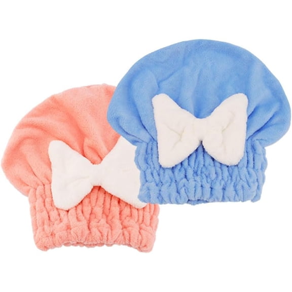 2 count Microfiber Hair Wrap Hair Drying Cap Hair Plopping Cap Towel Curly Hair Drying Towel Wrap for Women (Blue and ), Small