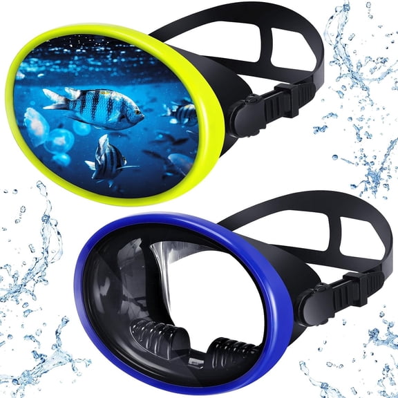 2 count Oval Diving Mask Scuba Diving Mask Goggles Spearfishing Mask Freediving Water Mask Tempered Glass Swimming Scuba Goggles for Youth Adults