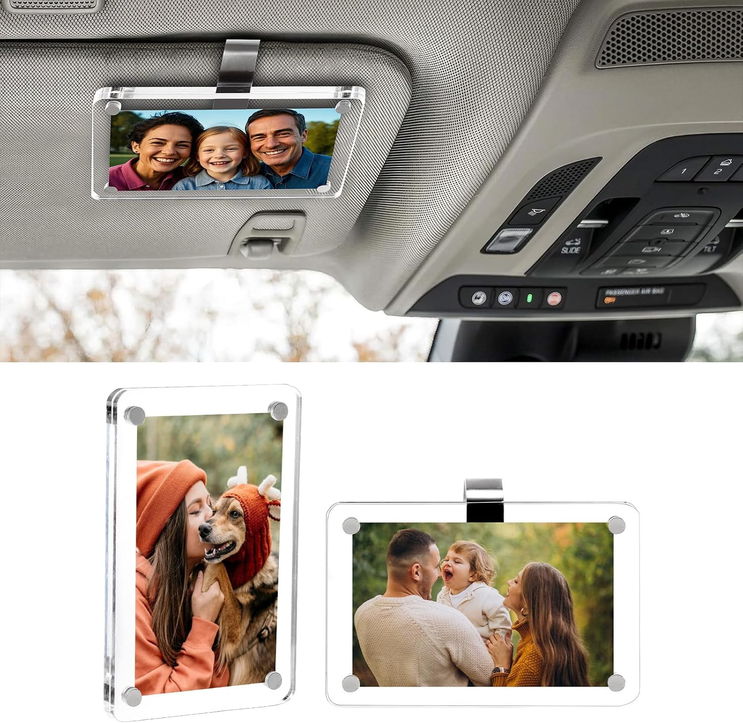 2 count Picture Frame Visor Clip Photo Holder Personalized Sun Visor ...