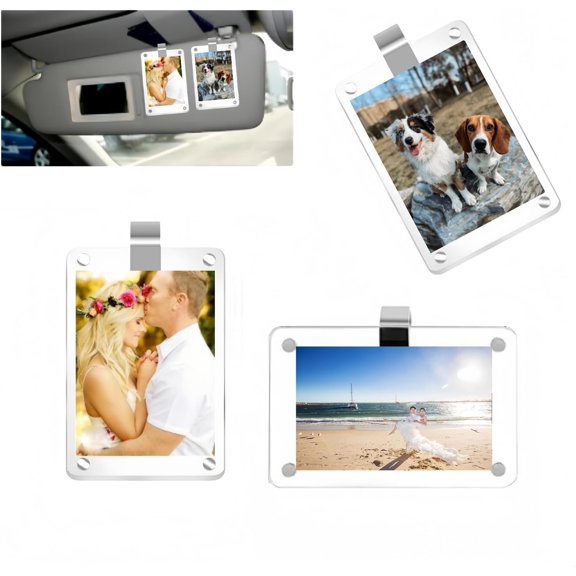 2 count Picture Holder, Personalized Photo Holder, Photo Holder Visor Clip, Personalized Accessories ,Suitable for Adding Family and Personal Photos or Pets Photos