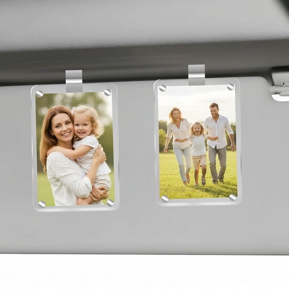 2 count Picture Holder, Visor Photo Clip - Nonslip Stickiness, Clear Personalized Picture Frame, Suitable for Adding Family or Personal Photos (3.5"X2.4")