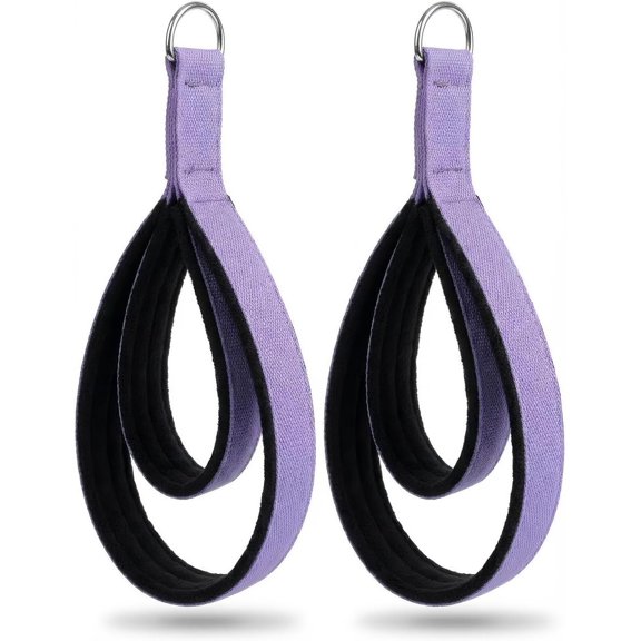 2 count Pilates Straps for Reformer, Comfortable Thickness, Fitness D-Ring Double Loop Exercise Straps for Gym Workout (Black)