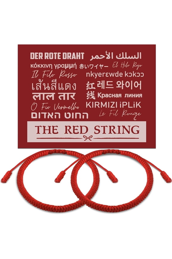 2 count Red String Bracelets for Women Men with Cards Kabbalah Red Rope Bracelet for Luck Protection Energy Power Friendship Adjustable Braided Tie Bracelet Cord Thread