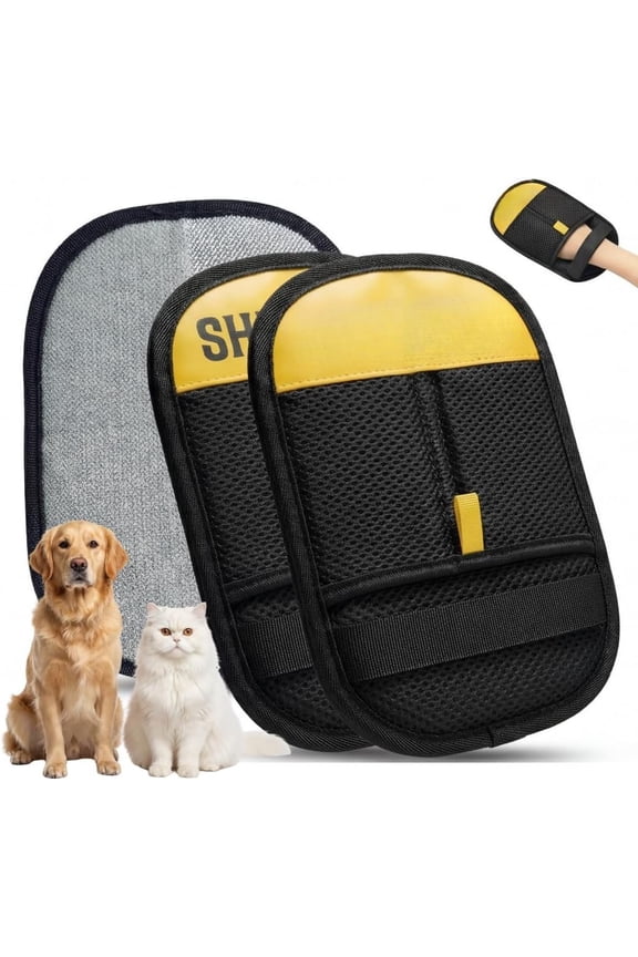 2 count Removal Glove for Dogs and Cats, Electrostatic Gloves, and Remover Gloves for Couch, Carpet, Clothing, Seats, Bedding