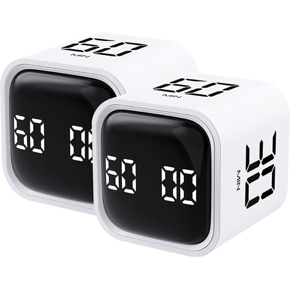 2 count Rotating Pomodoro Timer 5,10,30, 60 Minutes Preset,Desk Productivity Flip Timer, Visual Cube Countdown Stopwatch,Custom Modes/Vibration/High/Low Volume, Timers, for Study, Work, Kitchen
