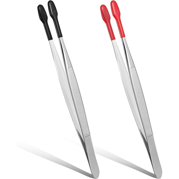 2 count Rubber Tipped Tweezers Forceps Soft Tweezers Rubber Steel Forceps Pvc Coated Soft Tongs