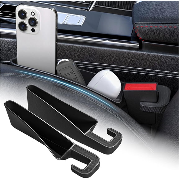 2 count Short  Seat Gap Filler Organizer with Seats Belt Holes,Anti-dropout Seat Gap Filler Fills Console Gaps,Universal  Seats Gaps Plug with Storage Slot for  Storage
