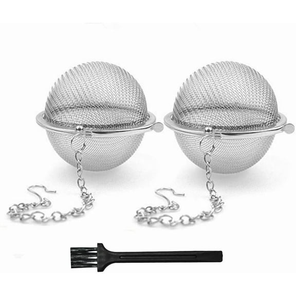 2 count Stainless Steel Strainer Mesh ball Filter Net Round With Chain