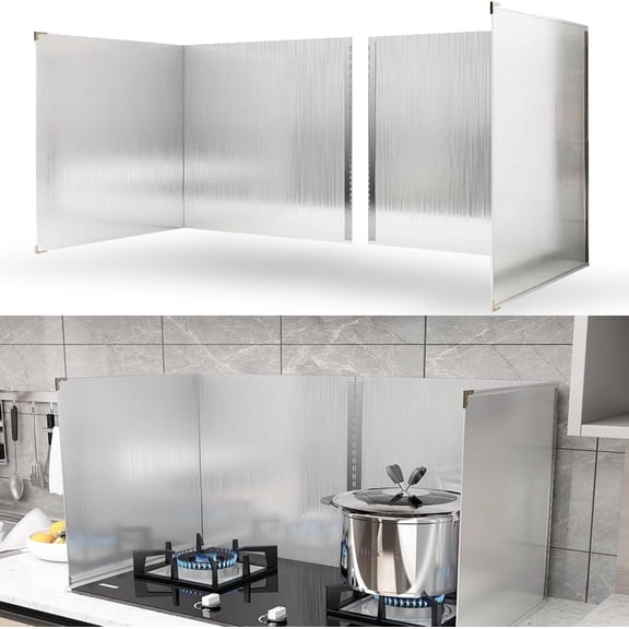2 count Stove  Splatter Screens Guard | Range Backsplash Splatter Guard for Wall | 2 Sided Foldable Splash Shield Metal Panel Protector for Cooking, Stainless Steel, 15.7 X 15.7 X 15.7 Inches